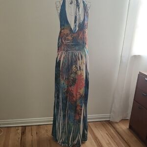 Multicolor Halter Maxi Dress
